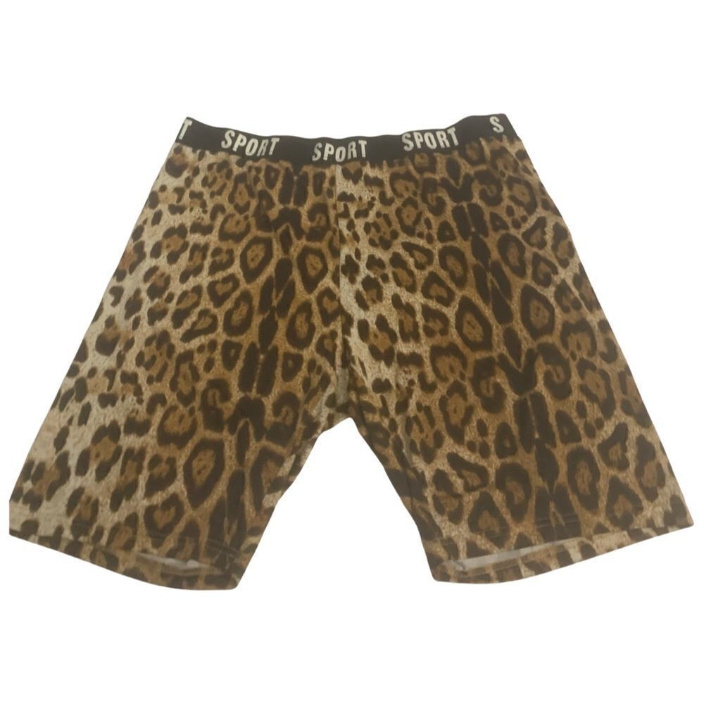 Plus Size Cheetah Print Biker Shorts